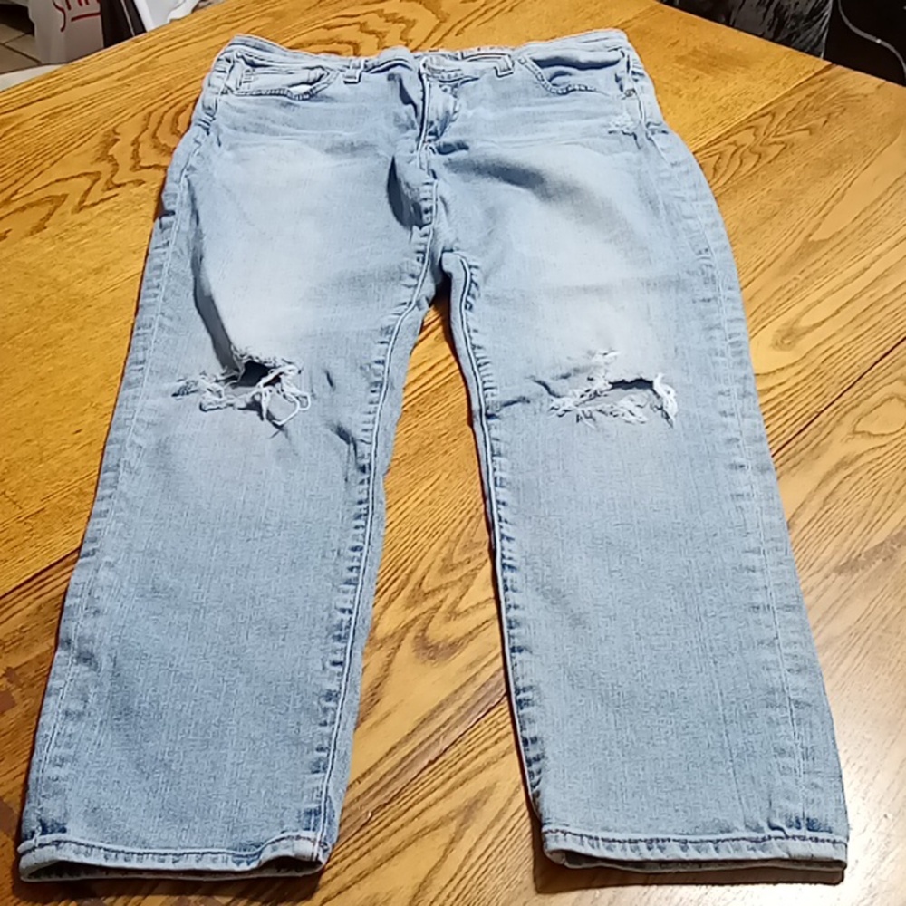 AG ADRIANO GOLDSCHMIED Womens 30 Pants Preowned BLUE Light Wash ? DISTRESSED